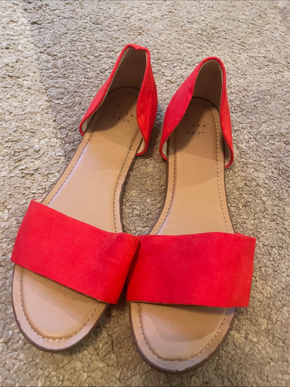 Open-Toe Red Suede D'Orsay Sandals -